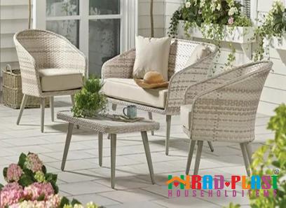 white plastic garden furniture set with complete explanations and familiarization